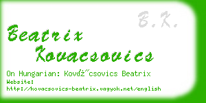 beatrix kovacsovics business card